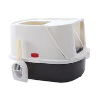 Bac à litière pour Chat Bac à litière Extra Large, bac Semi-fermé avec Pelle, Grand for Chats de Petite Grande Taille, Nettoyage Facile, Non Collant(Dark Grey)