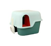 bac à litière pour Chat， Bac à litière for Chat, Grand bac avec Couvercle, Toilettes fermées Pelle, fermé Anti-éclaboussures(Parent,Green)