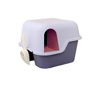 bac à litière pour Chat， Bac à litière for Chat, Grand bac avec Couvercle, Toilettes fermées Pelle, fermé Anti-éclaboussures(Purple One Size,Purple)