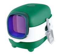Bac à Litière pour Chat,Bac de Tiroir et Pelle à Litière,Portable,Grande Maison de Toilette Chat Pliable avec Couvercle,WC pour Chats avec Couvercle-avec des Rayons ultraviolets-40 * 39 * 56cm-Vert