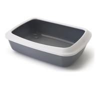 Bac à litière pour chat - BIOZOO - avec bord - 42 cm - Gris