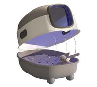 Bac à litière pour chat - Design ouvert grande capacité | Litière auto-nettoyante antibactérienne avec lampe UV | Convient aux chatons, moyens, grands, familles avec plusieurs chats, appartement