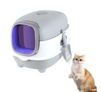 Bac à Litière pour Chat, Désinfection UV Bac à Litière Pliable pour Chaton avec Couvercle, Structure en dôme bac à Litière Fermé pour Chat, WC pour Chats avec Pelle (Gris)