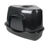 Ebi, Bac à Litière d'angle Prism, 70 Zen Series L - 56x70x46CM Noir, avec Pieds antidérapants, avec Porte Noire Semi-Transparente et poignée, Filtre à Charbon Qui absorbe Les odeurs, en Plastique