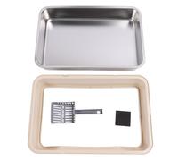 Bac à litière pour Chat en Acier Inoxydable avec Couvercle, bac à litière fermé pour Chat, Conception Anti-éclaboussures à Haut côté, Bloque Les odeurs, Taille Extra Grande pour (Khaki)