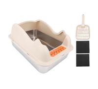 Bac à Litière pour Chat en Acier Inoxydable avec Couvercle, Facile à Nettoyer Bac à Litière à Parois Hautes, Bac à Litière en Métal pour Chat Qui Fait Pipi Haut (Kaki)