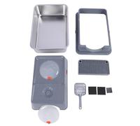 Bac à Litière pour Chat en Acier Inoxydable, Extra Large, Couverture à Entrée par Le Haut, Hauteurs Élevées, Anti - éclaboussures, Couleur Kaki - Nettoyage Facile, Contrôle d'Ode (Gris foncé)