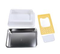 Bac à litière pour Chat en Acier Inoxydable fermé, bac à litière à Couvercle avec Dessus et entrée Frontale Anti-fuites, bac à litière Extra-Large à Bords Hauts et résistant aux (Blanc et Jaune)