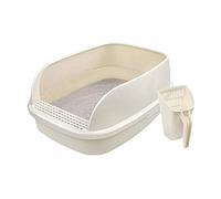 Bac à litière pour chat en plastique semi-fermé avec pelle, anti-chute, résistant aux fissures, 46 cm x 36 cm x 15 cm pour un nettoyage facile et un contrôle des odeurs