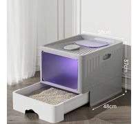 Bac à litière pour chat entièrement fermé avec couvercle, pliable, bac à litière extra large, bac à litière pour chat de type tiroir avec pelle en plastique, adapté aux chats de moins de 15 kg RayéPol