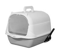 Bac à Litière pour Chat Entièrement Fermé Grande Boîte de Toilette Amovible pour Chatons et Chats Adultes Bac Anti-éclaboussures Rideau D'Entrée Large, Ordinateur de Poche Gris