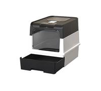 Bac à litière pour chat, entièrement fermé, inodore, capacité Premium Cat (BY-4202) (Noir)