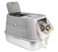 Bac à Litière pour Chat,Extra Large en Acier Inoxydable avec Pelle, Repose-Pied Filtrant, Côtés Hauts, sans Odeur, Facile à Nettoyer, Adapté aux Grands Chats,Capacité de Charge 15 kg