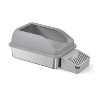 Bac à litière pour chat - Feandrea - Acier inoxydable - Bords hauts - Gris ardoise