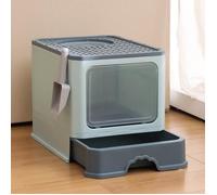 Bac à litière pour chat fermé anti-odeur - JEOBEST - Taille 51*41*38CM - Couleur Gris