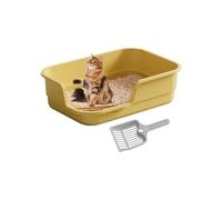 Bac à litière pour chat - Grand bac facile à nettoyer, design pratique avec pelle | Bac à litière ouvert pour chatons et chats adultes, assure un contrôle des odeurs, un nettoyage rapide et un confort