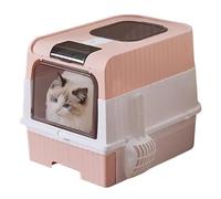 Bac à litière pour chat - Grand boîtier de contrôle des odeurs, toilettes pliables et légères pour chat, toilettes fermées pour animaux de compagnie avec pelle, kit de fournitures de tamisage des déch