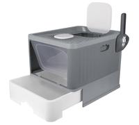 Bac à Litière pour Chat Grand Volume 48 * 37 * 38cm- Gris