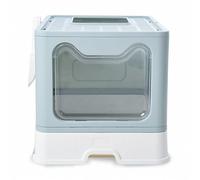 Bac à litière pour Chat Grand Volume avec Pelle à litière,Maison de Toilette,litière fermée Chat, Plastique (PP) sans BPA,51 * 41 * 38cm,Bleu