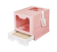 Bac à Litière pour Chat Grand Volume avec Pelle, Bac à litière Pliable - 51 * 41 * 38cm - Rose