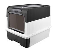 Bac à Litière pour Chat Grand Volume avec Pelle, Maison de Toilette pour Chat,Caisse et Déodorant -49 * 37 * 35cm, Noir