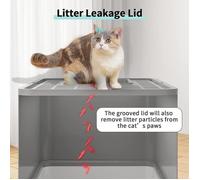 Bac à Litière pour Chat - JEOBEST - Gris - Grande Capacité - 51*41*38cm