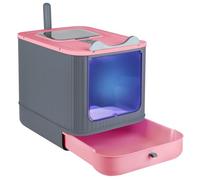 Bac a litiere pour Chat,Maison de Toilette,Bac à Litière Fermé pour Chat, Bac à litière UV, Interrupteur à Distance,44.5 * 36.5 * 34.5cm -Rose