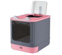 Bac a litiere pour Chat,Maison de Toilette,Bac à Litière Fermé pour Chat,Filtres pour la réduction des odeurs,44.5 * 36.5 * 34.5cm - Rose