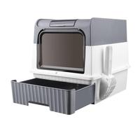 Bac à litière pour Chat Maison de Toilette fermé Pliable,Bac Litiere pour Chat,Grand pour Les Chats et Les Lapins Bac Litiere Chat,avec 1 Sac de déodorant,35L*49W*37Hcm (Gris)