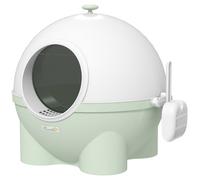 PawHut Bac à litière pour Chat Maison de Toilette Design Bicolore avec Porte battante + Couvercle Amovible + Pelle fournis 53 x 51 x 48 cm Vert et Blanc