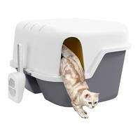 Bac à litière pour chat - PawHut - semi-fermé - couvercle supérieur verrouillable et ouvrable - 50 x 50 x 39 cm - crème