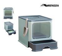 Bac à litière pour chat XXL - MENGDA - Sortie par le haut - Anti odeur - Tiroir et pelle