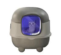 Bac à litière pour chaton - Design ouvert - Grande capacité - Avec pelle et lampe UV - Nettoyage automatique pour litière - Convient pour les petits et grands chats, les appartements, les balcons, les