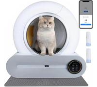 Bac à litière pour chats autonettoyant, boîte à litière automatique robotique de protection, capacité extra large de 65 litres, contrôle des odeurs, contrôle des applications