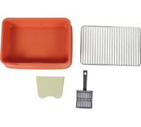 Bac à litière pour chats avec silencieux Rack en acier inoxydable anti-éclaboussures Look élégant Kitty Toilette pour petits chats de taille moyenne Orange