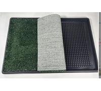Bac à litière pour chien avec bac récupérateur, 40 x 50 cm, tapis de gazon artificiel | Entraînement à la propreté pour chiots et petits chiens | Tapis d'herbe réutilisable pour chien et chiot pour