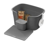 Bac À Litière Pour Foyers Multi-Chats, Litière Extra Large Avec Paroi Latérale, Avec Un Tapis De Litière, Boîte De Rangement, Pelle, Pour Grand Chat, Gris Ardoise