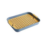 Bac à litière pour lapin avec grille amovible, pot en plastique ABS à 2 niveaux pour cochons d'Inde, furets, chinchillas, bac de toilette d'angle pour animaux domestiques (SAMLL BLU)