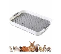 Bac à litière pour Lapin, Conception à Double Couche Anti - Débordement Petit Animal Toilette avec Grille, Entraîneur de Propreté pour Hamster, Chinchilla, Cochon d'Inde et Furet, Utilisation en Cage