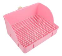 Bac à Litière pour Lapins Grand, Toilette Carrée Grille Amovible | Plastique Rose, Clôture Latérale Anti-éclaboussures, Nettoyage Facile, Usage pour Animalerie et Salon