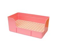 Bac à Litière pour Lapins, Pet Lapin Litter Grid Litter Pee Pate Plateau, Facile à Nettoyer, pour Apprendre à Utiliser La Toilette, Lapin Boîte de Litière de Toilette pour Cochon d'Inde Hamster, Rose