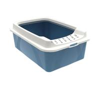 Rotho Bac à litière pour chat MyPet Eco Bonnie, entrée supérieure, plastique recyclé, Bleu/Blanc, M