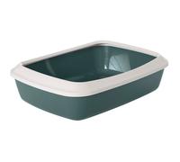 Bac à litière - SAVIC - Iriz - Blanc et vert - Rebord amovible - Dimensions 42x31x12.5 cm
