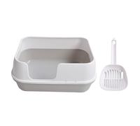 Bac à litière semi-fermé extra large, anti-éclaboussures avec design amovible et pelle, pour plusieurs chats, bac à litière d'intérieur en plastique sûr (blanc)