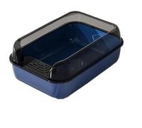 Bac à litière Semi-fermé for Chat avec cuillère, Grand bac à litière Amovible, côté Haut, Anti-éclaboussures, Facile à Nettoyer bac litiere pour Chat(Blauw)