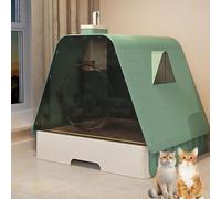Bac à litière surdimensionné entièrement fermé, bac à litière pour chat avec tiroir, résistant aux éclaboussures, compartiment inférieur amovible