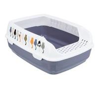 Bac à litière - TRIXIE - Delio - Rebord - Imprimé Gris et blanc - 38 × 20 × 50 cm