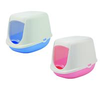 Bac à litière Vadigran "DUCHESSE" 44,5 x 35,5 x 32 cm blanc / bleu