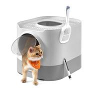 Bac à Litière XXL, Feandrea, Couvercle Amovible, : 54 x 42,8 x 40 cm, Gris Tourterelle et Gris Clair