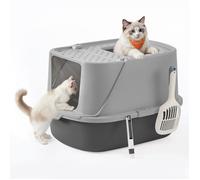 Bac à Litière XXL - Feandrea - Couvercle Basculant - Gris Tourterelle/Ardoise - Pour Chats Jusqu'à 15 kg